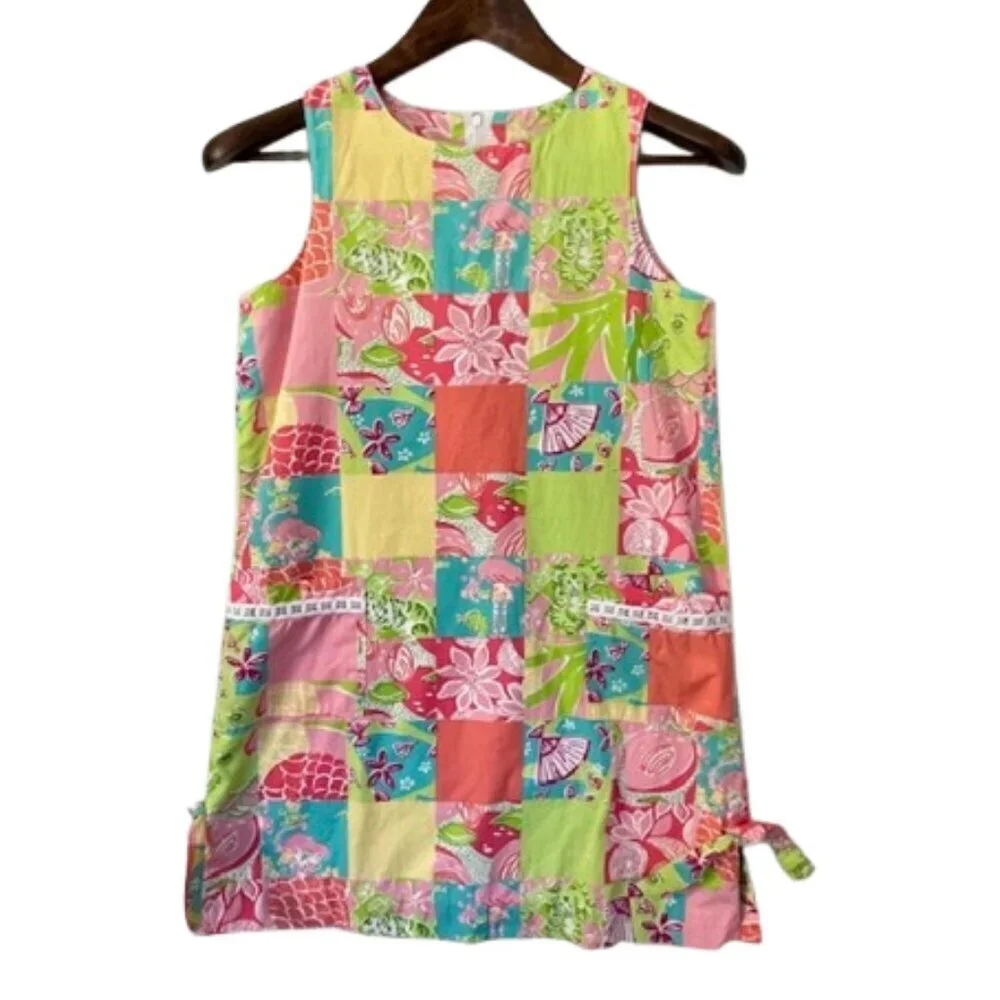 Lilly Pulitzer White Label Girls Patchwork Shift Dress 100% Cotton 12